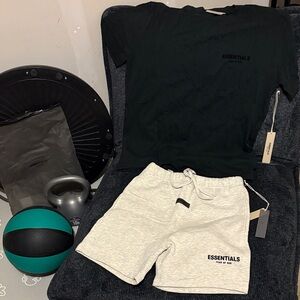 Essentials Men's Light Gray Athletic Shorts XS & Black T Shirt S